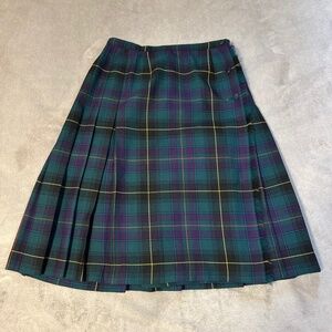 Vintage Aljean of Canada Aston Tartan Kilt Pleated 100% Wool Plaid Skirt Knee